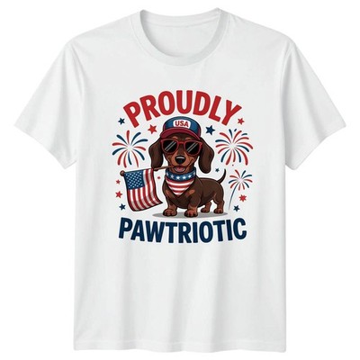 Proudly Pawtriotic Dackel USA T-Shirt Wiener Hund Patriotic Independence Day