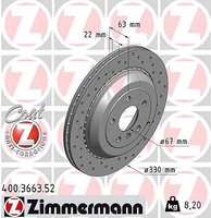2X Zimmermann Bremsscheibe Hinterachse FüR MERCEDES-BENZ