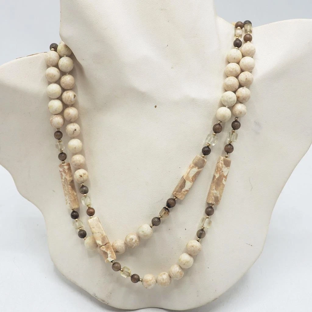 OFF WHITE Collana pesante dichiarazione marmo bianco sporco e vetro bigiotteria moda