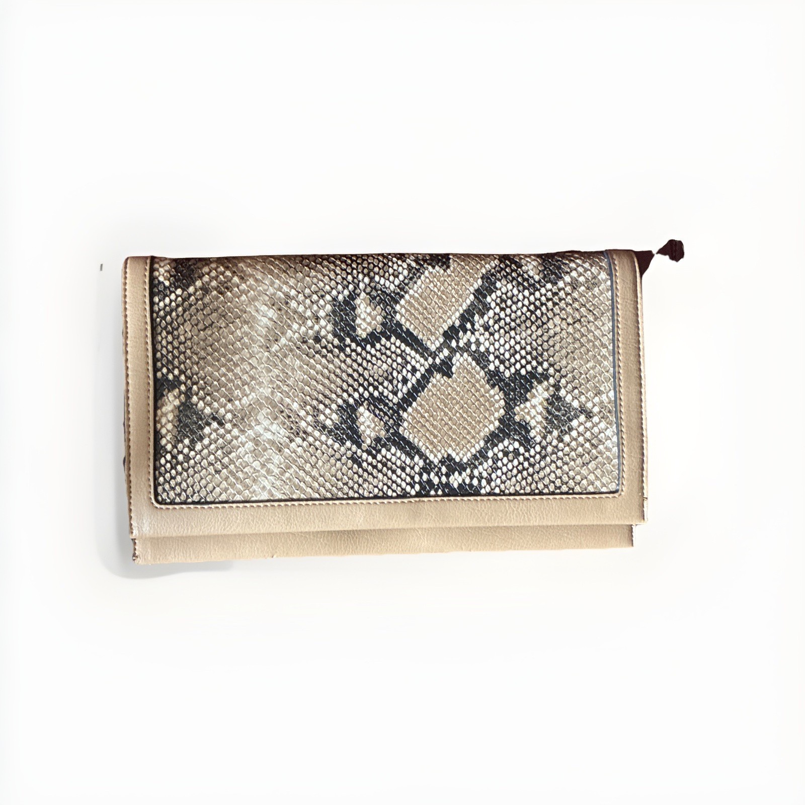 INC International Concepts Beige Animal snake python print Envelope Clutch