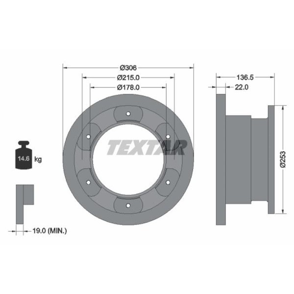 Textar 2X Bremsscheibe Hinten Ø306Mm Voll FüR Iveco Daily III Kasten/Kombi-image