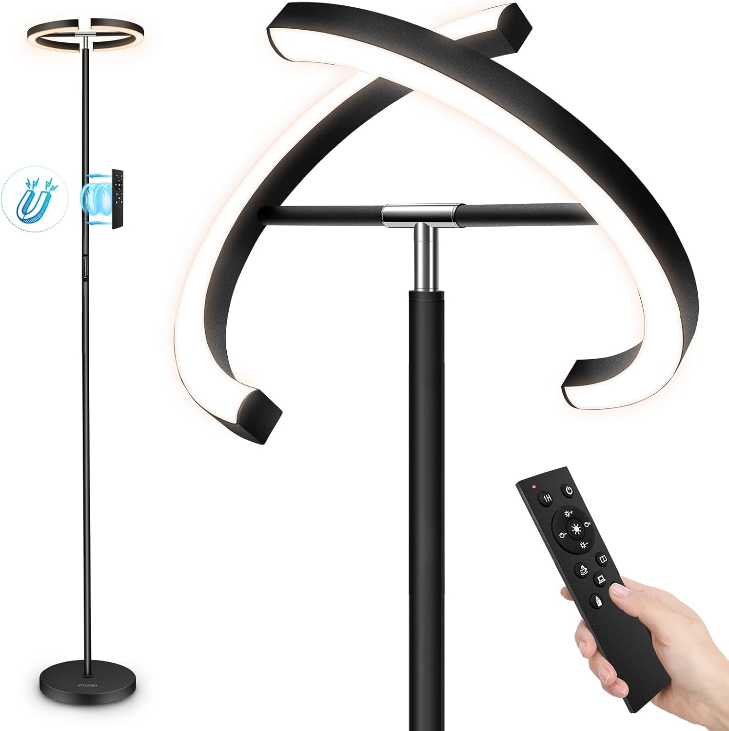 Modern LED Split Floor Lamp with Rotatable Arms for Eye-Protection Reading