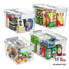 Plastic Storage Bins with Lids Stackable 2PCS-4.5QT 2PCS-8.5QT Clear