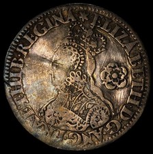 1562 Sixpence, 6d, Elizabeth I Milled, Large Rose, S-2594, VF Details Tooled