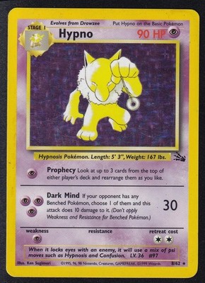 Pokemon Hypno 8/62 Rare Fossil Unlimited Holo