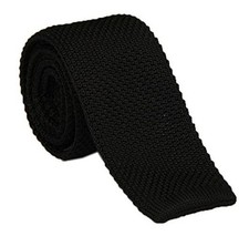 Men's Supper Skinny Knitted Tie Solid Colored Smart Casual One Size Black