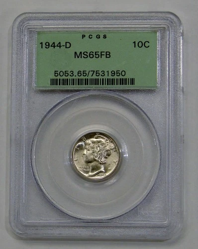1944 D - Silver Mercury Dime - PCGS MS 65 FB OGH