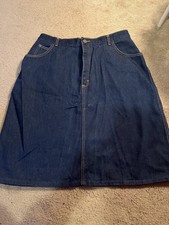 Gitano Womens Vintage Dark Wash Denim Skirt Back Slit 80's 32 In Waist 23 Length