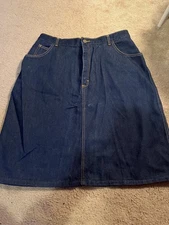 Gitano Womens Vintage Dark Wash Denim Skirt Back Slit 80's 32 Waist 23 Length