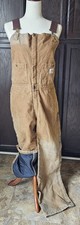 Vintage Carhartt Bib Overalls Women 12x32 Quilt Lined Duck Double Knee Faded