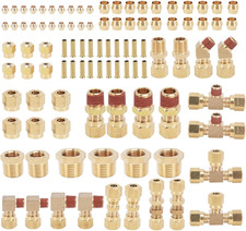 100pcs Brass Dot Air Brake Line Fittings Kit 14 38 12 Compression Air Nylon T