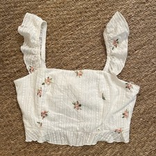 White Floral Ruffle Top