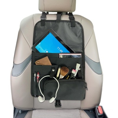 STOLCA Black Car Seat Organizer, Multi-Pocket Storage, Headrest Hooks 