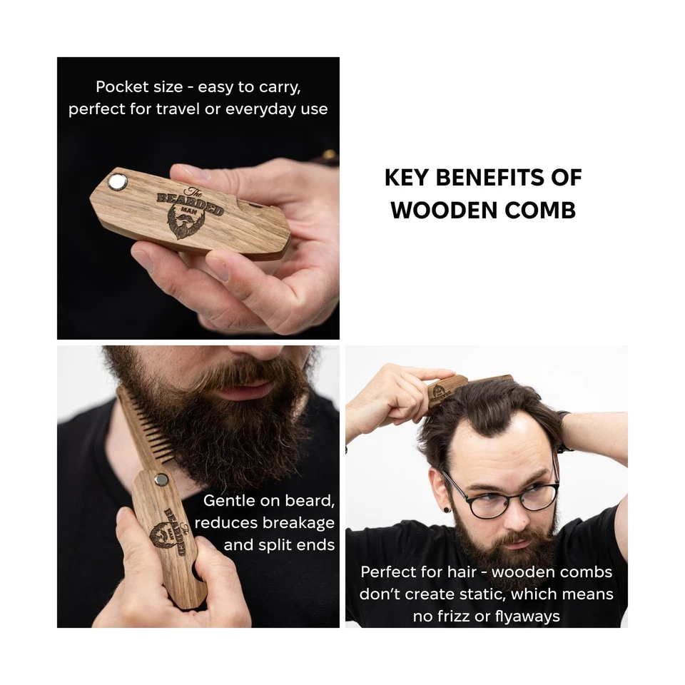 Peine para barba para hombre peines plegables de bolsillo para bigote y viaje de cabello... Envío rápido Foto 3 de 4