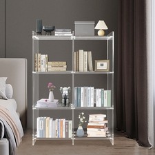 Bilateral Three-tier Acrylic Magazine Organizer, Acrylic Narrow Bookshelf