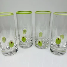 Anthropologie Dupe Green Olive Shot Glasses Cocktail Barware Bar Cart SET OF 4