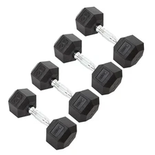 York Barbell Hex Dumbbell Set 20LB Rubber Coated Fixed Weight Dumbbells Pack 4