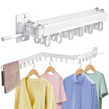 Clothes Drying Rack Wall Mounted Foldable, Retractable  Collapsible Tri-Fold...