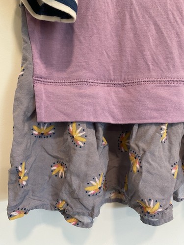 435 By Matilda Jane Sz 8 Girls Top Tunic Purple Floral Stripe Layered - Picture 3 of 9