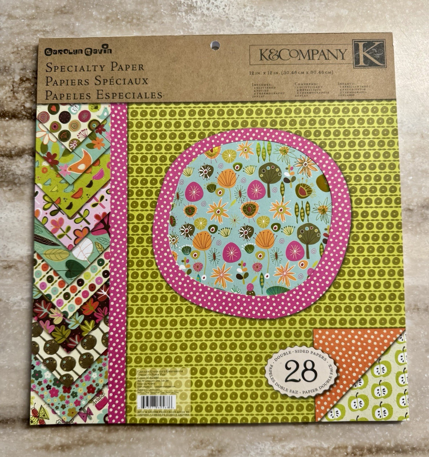 K & Company *CAROLYN GAVIN - GREENHOUSE* 12 x 12 Paper Pad 27 Sheets READ