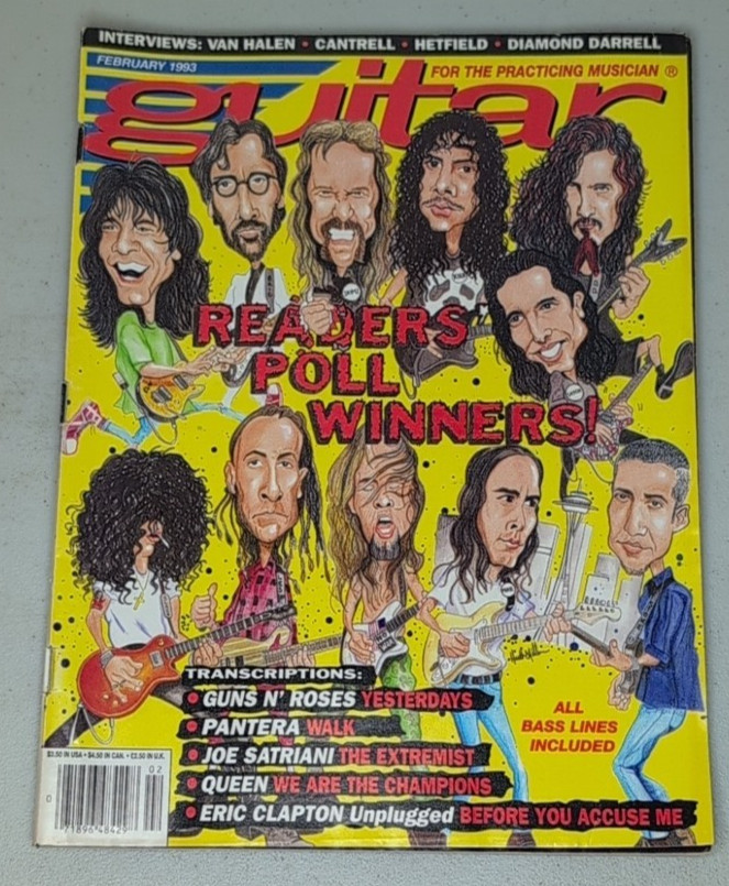 Guitar For the Practicing Musician Magazine 1993 Feb Van Halen Metallica Pantera