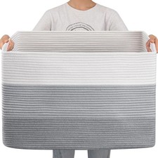108L Super Large Blanket Basket, 25  x16  x16  108L Rectangle Gradient Grey