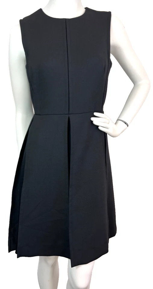 Vestido Rag Bone Lea Mezcla Lana Ajuste Acampanado Plisado Sin Mangas Negro Talla Pequeña 4 Foto 2 de 4