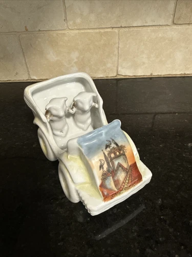 German Fairing Strasboerg Pigs in Motor Car Porcelain Vintage
