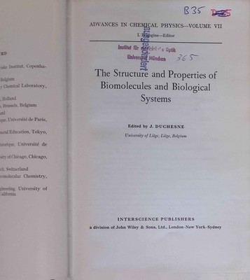 The Structure and Properties of Biomolecules and Biological Systems. Advances in