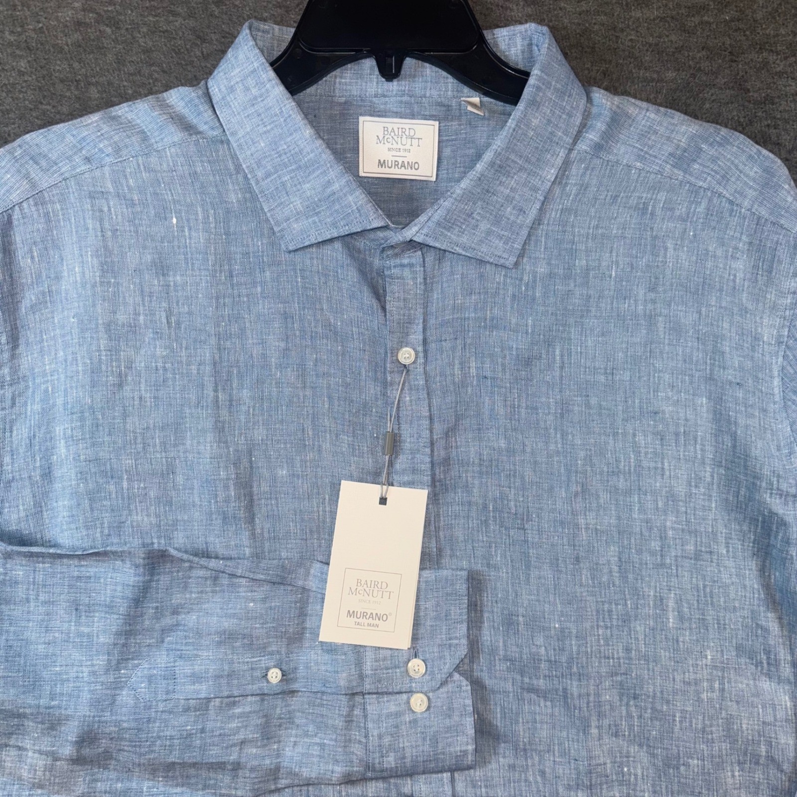 Murano Baird McNutt Linen Shirt Mens 3XT Blue Long Sleeve Button Up NEW