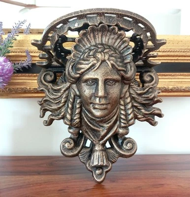 Eisen Wandkonsole Medusa Hängekonsole Wanddeko Gusseisen Konsole Antik Stil Deko - Bild 1 von 4