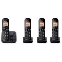 Panasonic 4 Handsets Cordless DECT Phone With Answer Machine Black KX-TGC224EB