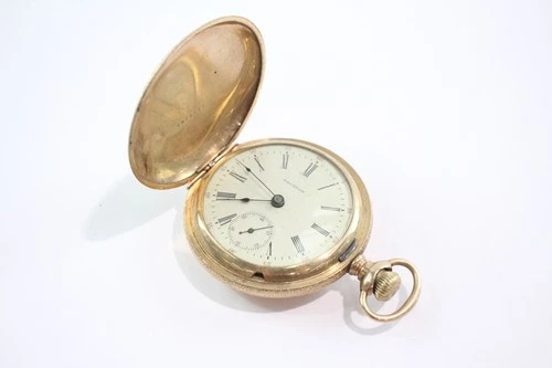 Vintage Waltham Rolled Gold Full Hunter Pocket Watch Hand-Wind SPARES/REPAIRS