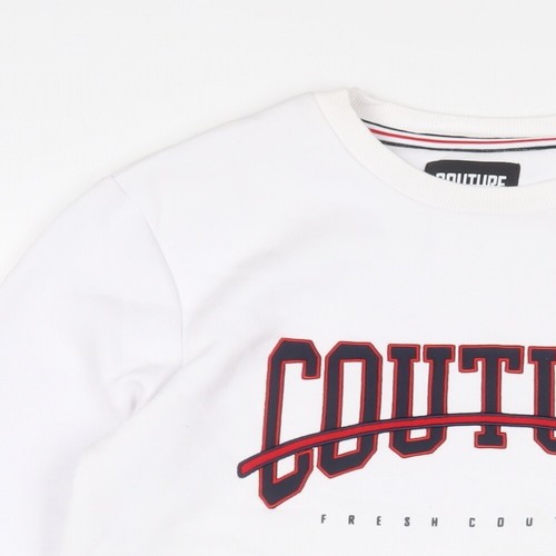 Couture Mens White Cotton Pullover Sweatshirt Size M - Logo, Embroidered - Picture 3 of 10