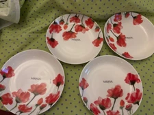 Mikasa Keira Red Poppy Salad Serving Bowl 8.5" Set of FOUR - NEW! Free Shipping!