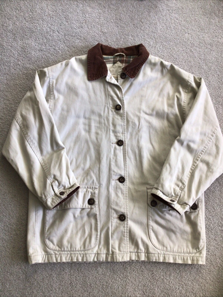 Abrigo de campo St Johns Bay Chore para hombre L franela forrado cuello de pana con botones de colección Foto 3 de 4