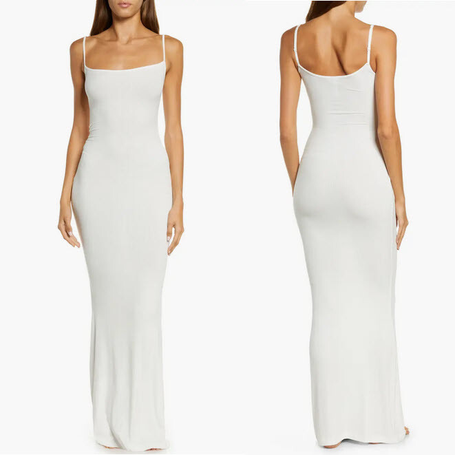 Skims Soft Lounge Long Slip Dress White Sz L | eBay