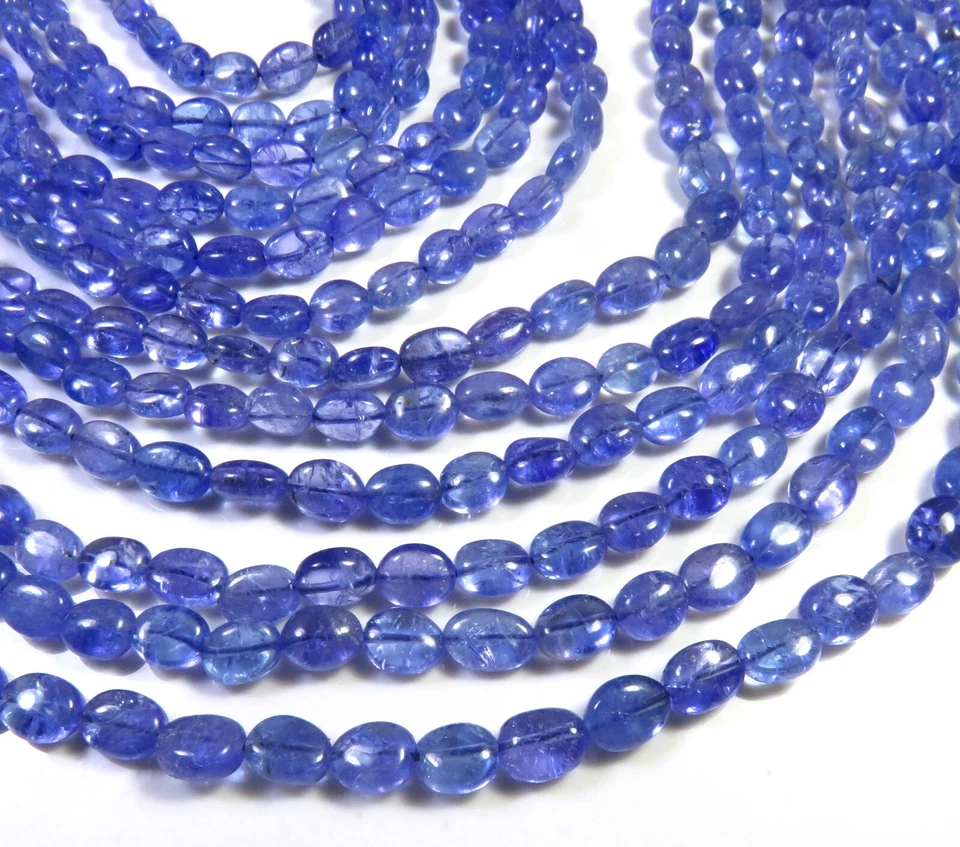 Top Grade Natural Blue African Tanzanite Smooth Oval Gems Beads 5-9mm GV-4295 - Image 2 of 4