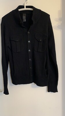 Cold Method, Cadigan Strickjacke, Herren, Gr.L Schwarz Baumwolle Wolle