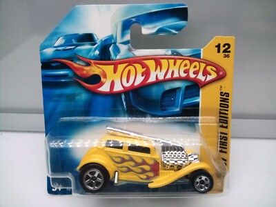 Hot Wheels - Mainline / Straight  Pipes - Yellow - Flames - Model Car x1