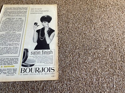 VBK40 1960'S FRENCH ADVERT 11X4 BOURJOIS SATIN FINISH POUDRE CREME