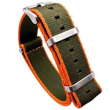 Watch Strap Herringbone Military Premium Nylon One Piece Band 20mm 22mm UK