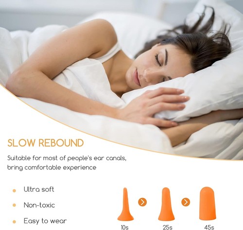 Soft Foam Ear Plugs Noise Reduction Sponge for Sleeping, Travel, Studying, Work - Picture 4 of 15