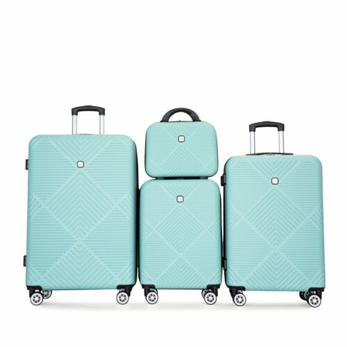 4-piece ABS lightweight suitcase, 14 inch makeup box, aircraft wheels (14/20/24/