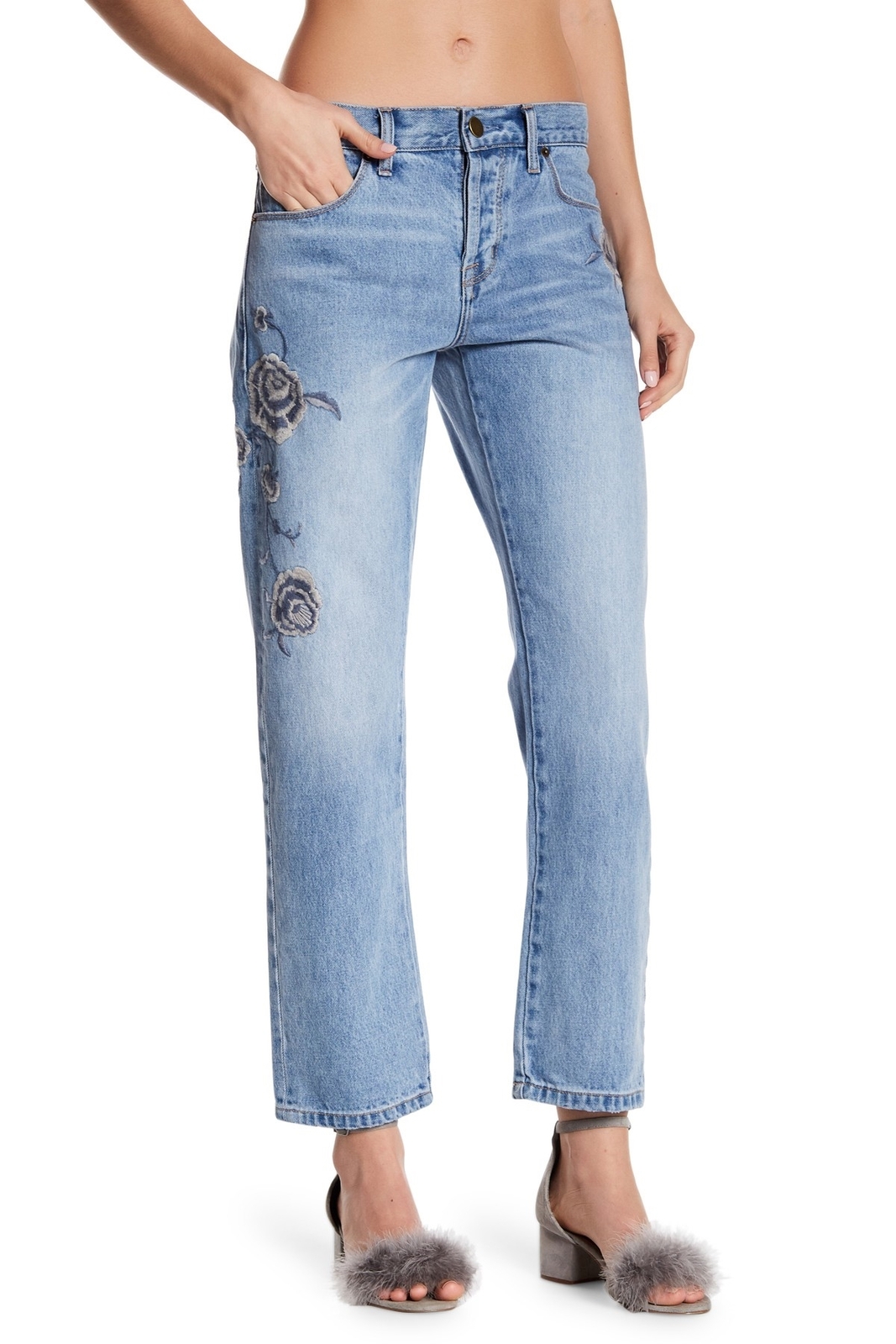 Current/Elliott 153560 Women's Crossover Embroidered Jeans Unisex Fit Sz. 28 x31