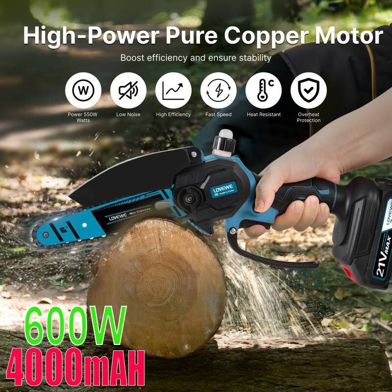 Mini Chainsaw with 4000mAh Battery - Ideal Yard Tool Gift for Men