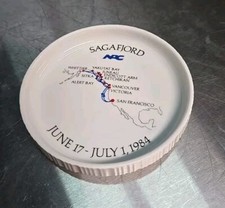 Cunard Drink  Coasters Cruise Ship Souvenir Sagafjord June 1984 Ceramic Vintage