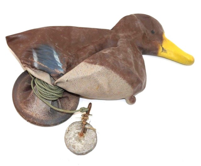 Vintage DUCK DECOY Rubber Latex Mallard w/ WEIGHT Male Inflatable