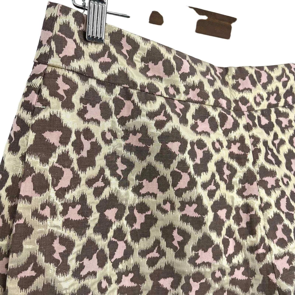 NUEVO SIN ETIQUETAS J Crew Mujer Talla 8 Bermudas Metálicas Doradas Estampado Animal Leopardo Foto 3 de 4
