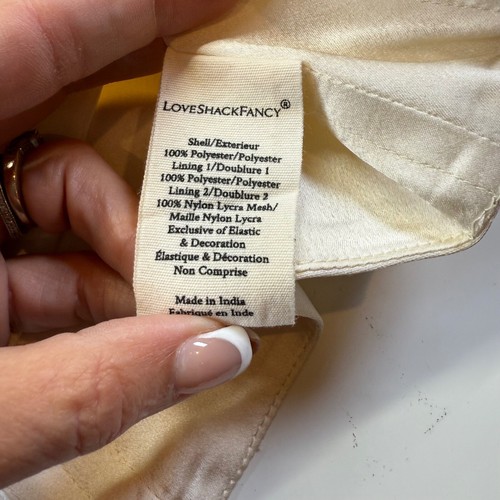 LOVESHACKFANCY Womens NWT Ileana Satin Cropped Off Shoulder Top Ivory Size 8 - Picture 6 of 9